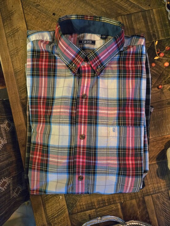 Izod Other - Izod Men’s Red, Blue & Black Green, White Plaid Button-Down Shirt Large L